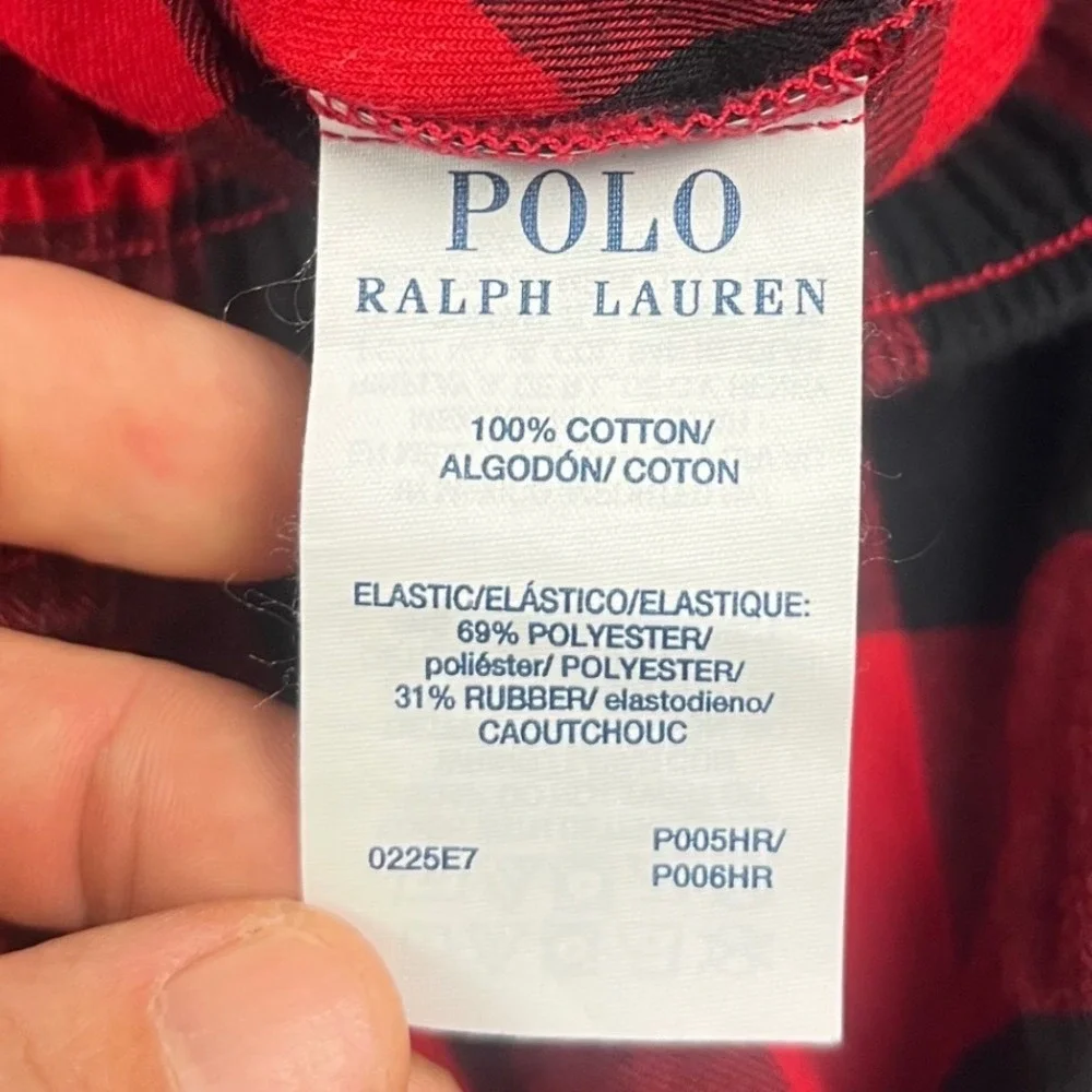 Polo Ralph Lauren Sleepwear Mens XL Red Black Buffalo Plaid Pajama Pants Cotton‎